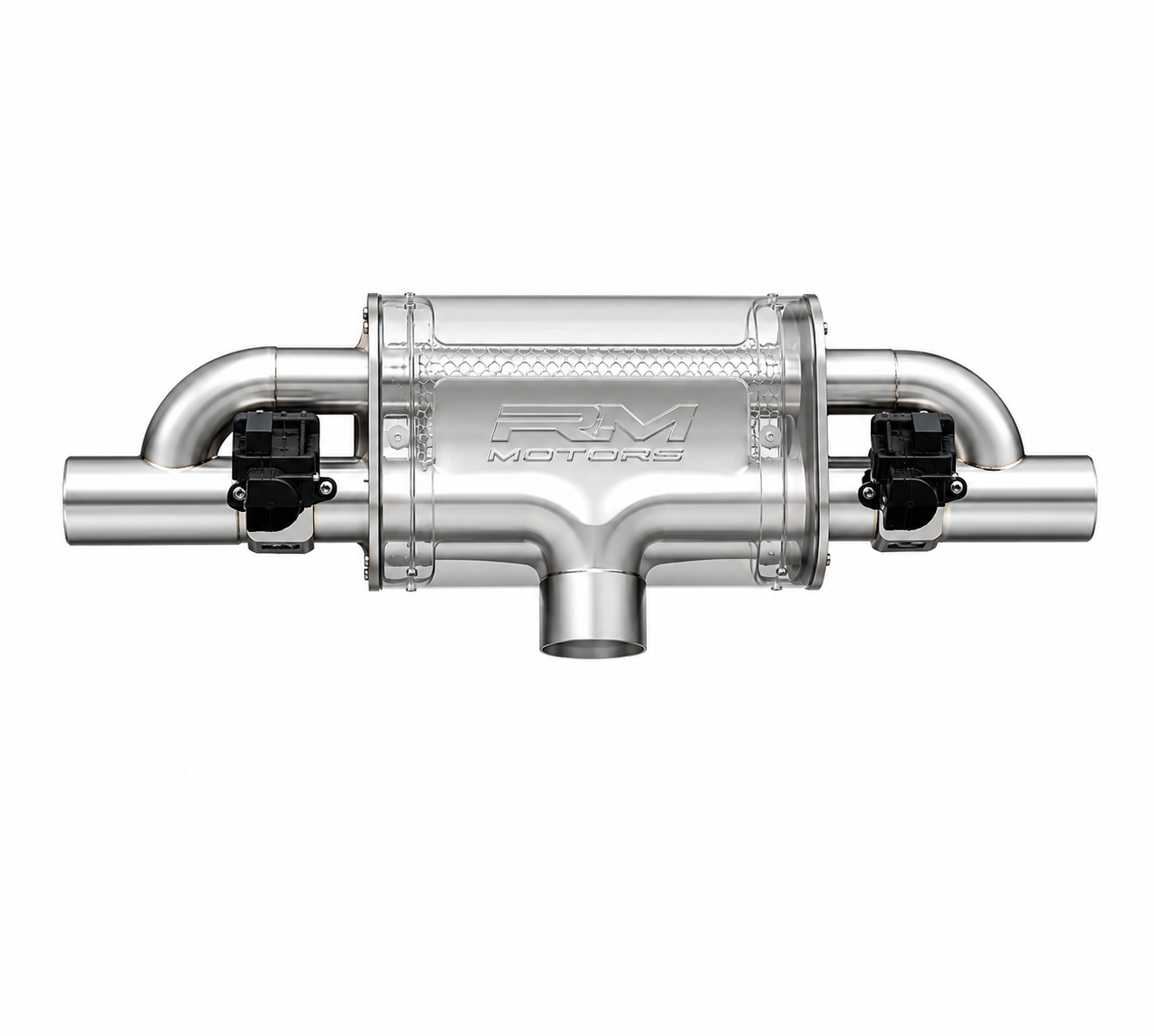 Silencioso Deportivo Transversal Universal con Válvula Eléctrica | Acero Inoxidable | Salida Doble 2x50 mm(63) 2x63,5(76)
