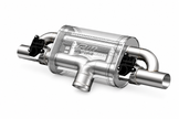 Silencioso Deportivo Transversal Universal con Válvula Eléctrica | Acero Inoxidable | Salida Doble 2x50 mm(63) 2x63,5(76)