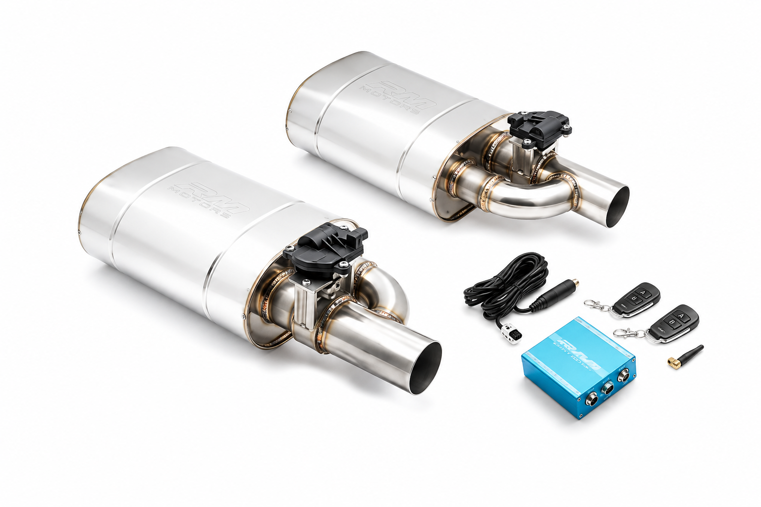 Kit de 2 Silenciosos Deportivos con Válvula Eléctrica | Acero Inoxidable 304 | Universal